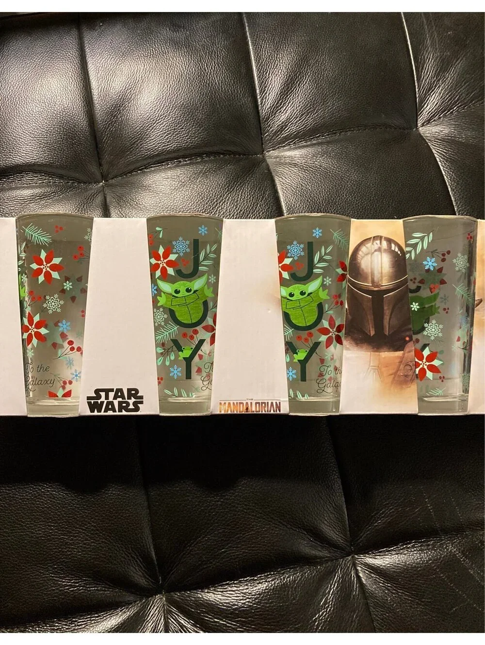 Set of 4 Baby Yoda grogu Christmas Joy Tumbler Tall Glasses